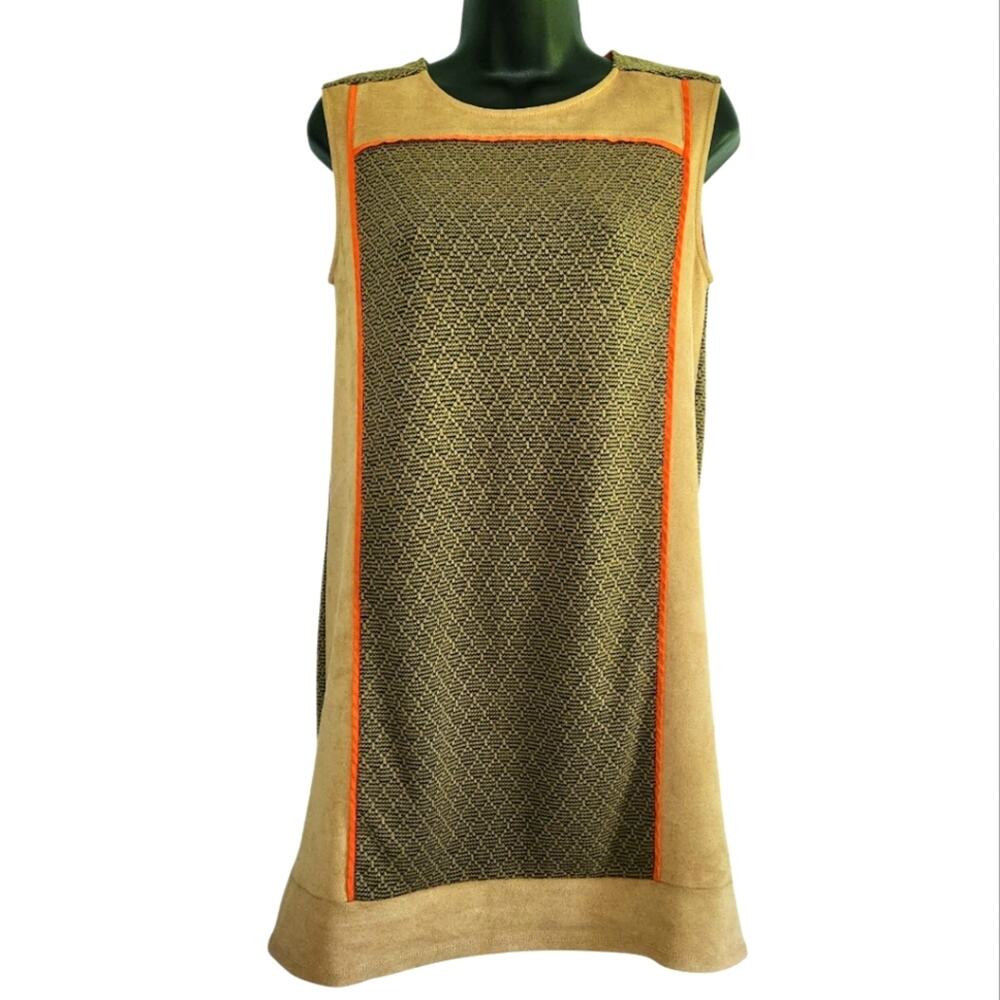 fab'rik black and tan textured dress size S